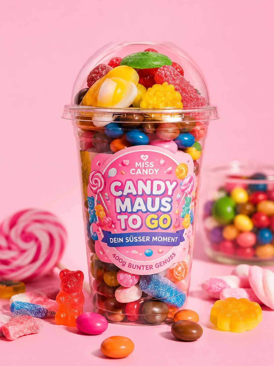 Misscandymaus To-Go Becher mit 400g Candys